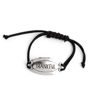 Suede and brass Thankful pull tie bracelet